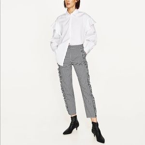 Gingham Trousers with ruffles